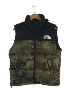 THE NORTH FACE◆NOVELTY NUPTSE VEST_ノベルティヌプシベスト/S/ナイロン/ブラック/カモフラ