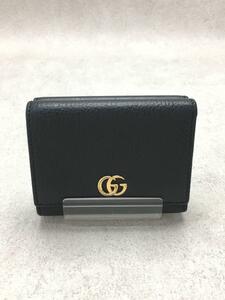 GUCCI◆3ツ折サイフ_GGマーモント/レザー/BLK/メンズ