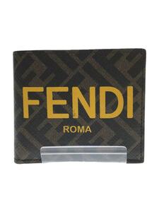 FENDI◆2つ折り財布/ズッカ柄/ロゴペイント//-/BRW/メンズ/7M0339