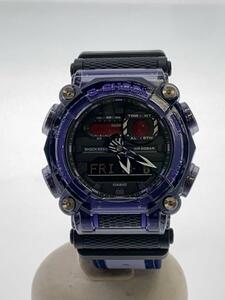 CASIO◆クォーツ腕時計_G-SHOCK/デジアナ/ナイロン/BLK/PUP/プラスチック