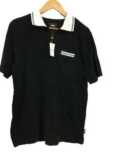 STUSSY* polo-shirt /S/ polyester /BLK/ plain /0548-22-7366