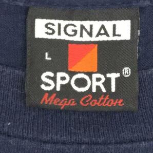 SIGNAL SPORT/Tシャツ/L/コットン/ネイビー/無地/USA製/クマプリントの画像3