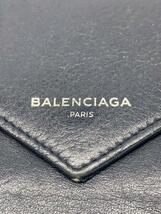 BALENCIAGA◆ポーチ/ラウンドファスナー/フラップ/ウォレット/長財布/レザー/ネイビー/無地/レディース_画像3