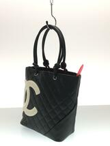 CHANEL◆CHANEL シャネル トートバッグ/レザー/BLK/A25166/カンボンミディアム_画像2