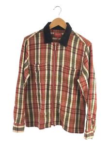 Supreme◆18FW/plaid thermal zip up shirt/長袖シャツ/S/コットン/レッド/チェック