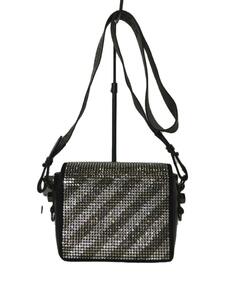 OFF-WHITE◆Black Crystal Diag Flap Bag/ショルダーバッグ/レザー/SLV