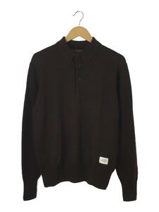 CRIMIE◆MERINO WOOL KNIT LONG SLEEVE POLO/M/ウール/ブラウン/CR1-02B5-KN04