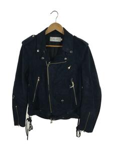 JOHN MASON SMITH◆W RIDERS JACKET/レザージャケット・ブルゾン/M/牛革/NVY/LH-#702