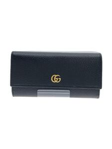 GUCCI◆長サイフ_GGマーモント/レザー/BLK/メンズ