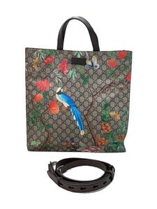 GUCCI◆soft gg supreme tote bird/トートバッグ/PVC/KHK/モノグラム/450950