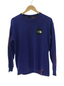 THE NORTH FACE◆RAGE L/S BOX LOGO TEE_レイジ ロングスリーブ ボックス ロゴ ティー/S/コットン/BL