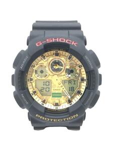 CASIO◆クォーツ腕時計_G-SHOCK/デジアナ/ラバー/GLD/BLK