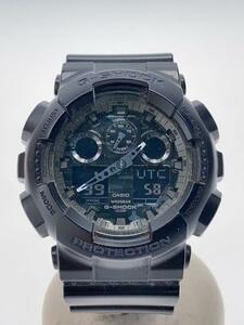 CASIO◆クォーツ腕時計・G-SHOCK/デジアナ/レザー/BLK/BLK