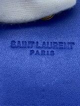 SAINT LAURENT◆二つ折り長財布/レザー/BLU/無地/レディース_画像3