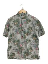 Tommy Bahama◆アロハシャツ/S/シルク/GRY/総柄_画像1