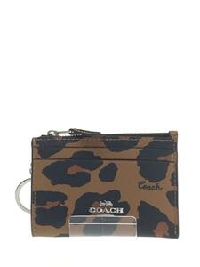 COACH◆コインケース/レザー/BRW/レオパード/メンズ/CC870