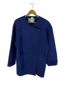 Aquascutum◆コート/裏地チェック/ウール/BLU/ブルー/A950439