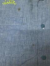 60s～/シャンブレー/刺繍/長袖シャツ/ブルー_画像4
