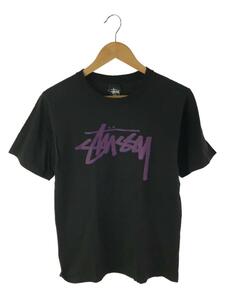 STUSSY◆ロゴTシャツ/S/コットン/BLK