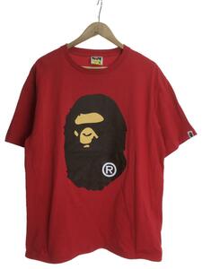 A BATHING APE◆BIG APE HEAD TEE/Tシャツ/2L/コットン/RED/プリント