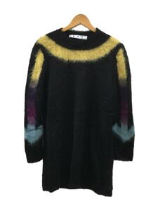 OFF-WHITE◆FUZZY ARROW Dress/長袖ワンピース/40/アルパカ・モヘア/ブラック/総柄