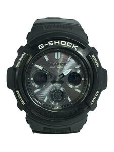 CASIO◆ソーラー腕時計・G-SHOCK/デジアナ/ラバー/BLK/BLK