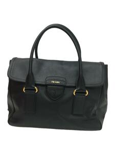 PRADA◆トートバッグ/レザー/BLK/無地/BN2147/Pattina Satchel