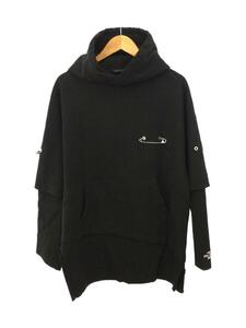 ALMOSTBLACK◆FAKE LAYERED HOODIE/パーカー/2/コットン/ブラック/21SS-CS01