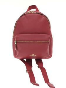 COACH◆ミニリュック/チャーリー/ペブルレザー/RED/F1757-F38263/角スレ・ストラップヨゴレ有