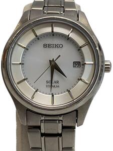 SEIKO◆ソーラー腕時計/アナログ/ステンレス/WHT/SLV/SS