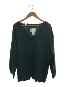 Needles◆V NECK PULLOVER SWEATER/クラッシュ加工/L/ウール/GRN/N32-NN02