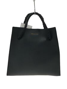 CHARLES&KEITH◆レザースクエアハンドバッグ/レザー/BLK/無地