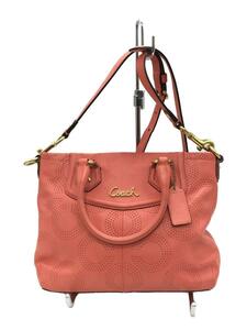 COACH◆ショルダーバッグ_オプアート_ホワイト/レザー/PNK/無地/F23243