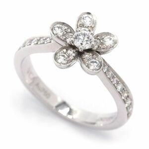  Van Cleef & Arpels sok Latte sling #50 9.5 number K18WG diamond new goods finish settled white gold flower ring used free shipping 