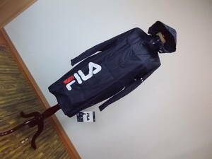 新品　FILA フィラ ロング丈レインコート ネイビー紺　 ブランドロゴ柄カッパ 雨具パーカ収納ポーチ　撥水はっ水　Ｍ　9号11号　155-165