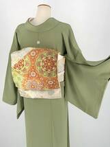 色無地 一つ紋 袷着物 着物 きもの フォーマル着物 リサイクル着物 kimono 中古 仕立て上がり 身丈161cm 裄丈66.5cm_画像3