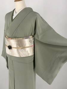 色無地 一つ紋 袷着物 着物 きもの フォーマル着物 リサイクル着物 kimono 中古 仕立て上がり 身丈157cm 裄丈63cm