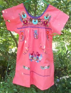 * for children Mexico hand embroidery One-piece pink * ethnic hipi-