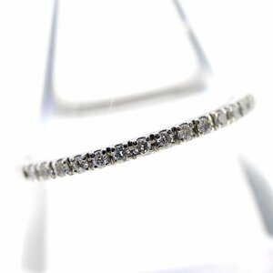 S3369【BSJBJ】STAR JEWELRY スタージュエリー Pt950 ダイヤモンド0.08ct ハーフエタニティリング 8号 一文字 指輪