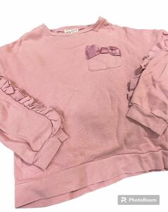 キッズ　トレーナー　薄ピンク　140 anyFAM フリル　リボン　女の子サイズアウト品