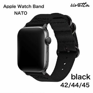 Apple Watch NATOバンド ナイロンベルト 42/44/45 mm ブラック