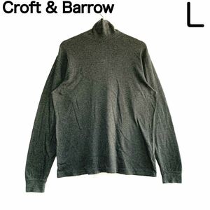 輸入古着 croft & barrow タートルネック ロンT 長袖Tシャツ ダークグレー 無地