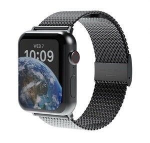 y101118m miak CLIP MESH BAND for Apple Watch 45 / 44 / 42 mm ブラック アップルウォッチ　バンド