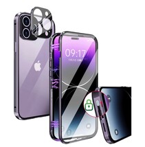 y101914m WEIYUN iPhone 14 Pro Max用 ケース ワンピースレンズ保護カバー　クリア　ロック式　透明両面９Ｈ強化ガラス　360°全面保護 _画像1