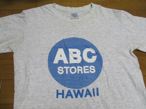 ABC STORES　USA製　ロゴ　Tシャツ　Mサイズ　HAWAII　MADE IN USA　薄グレー