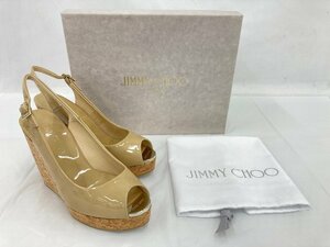 JIMMY CHOO ジミーチュウ ウェッジソール エナメルパンプス 37 1/2 箱有　【BJAM6072】