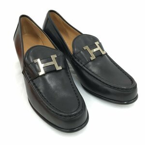 HERMES エルメス ローファー 黒 表記サイズ38 1/2 箱付き【BJAY3007】