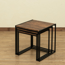 ネストテーブル 3個セット サイドテーブル 35cm～45cm幅 木目柄 ミニテーブル UTK-15(ABR)_画像5