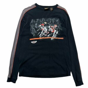 【S】USA 古着 ハーレーダビッドソン Harley-Davidson ロングスリーブ 長袖 Tシャツ クルーネック プリント ブラック S