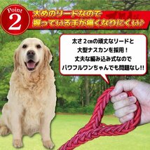 中型 大型 犬用 リード 首輪 付 ピンク パープル ハーフ チョーク L サイズ 犬 ペット ハーネス 訓練 対応 丈夫 編込 ロープ カラフル K1-_画像4